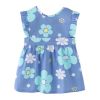 Blue Flowers Baby Girl Sleeveless Princess Smock Eating Inner Waterproof Kids Bibs Painting Apron