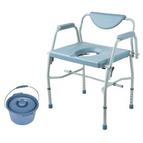 VEVOR Commode Chair, Bedside Commode with Drop-Down Arms and Detachable Backrest, 5-Level Adjustable Height, 7L Removable Bucket, Easy to Assemble