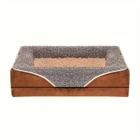 Removable And Washable Pet Dog Sofa And Dog Bed, Dog Nest,  Pet Bed Sofa, Comfortable And Soft, Cat Sofa Bed With Raised Edges To Protect The Neck (Color: Brown, size: M ( 29.53 *19.69*4.72 in))