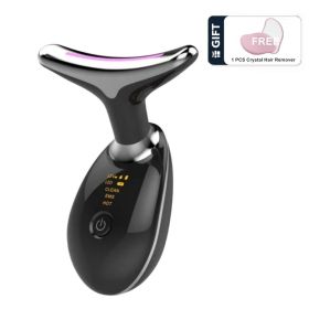 Face Massager Anti-Wrinkle Face Device 3 Modes 45¬∞C Neck Lifting Massagers LED High Frequency Beauty Instrumen EMS Face Massage for Women (Quantity: 2, Color: BLACK)