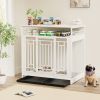 43.3 inch Dog Crate Furniture for Large Dogs,Wooden Dog Crate with Divider,Double Door Dog Kennel with Three Drawers Storages